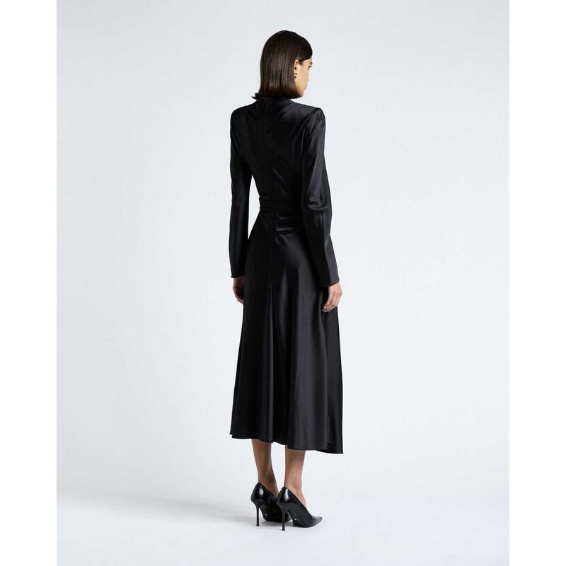 Cue Matte Satin Viscose Gathered Midi Dress image number 1